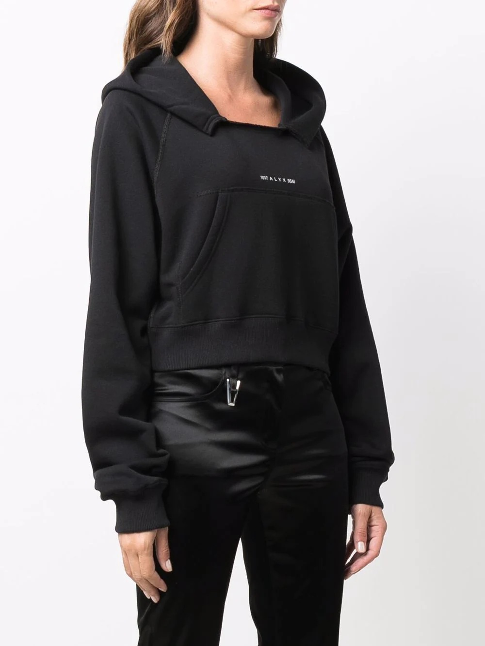 logo print square-neck hoodie - 3