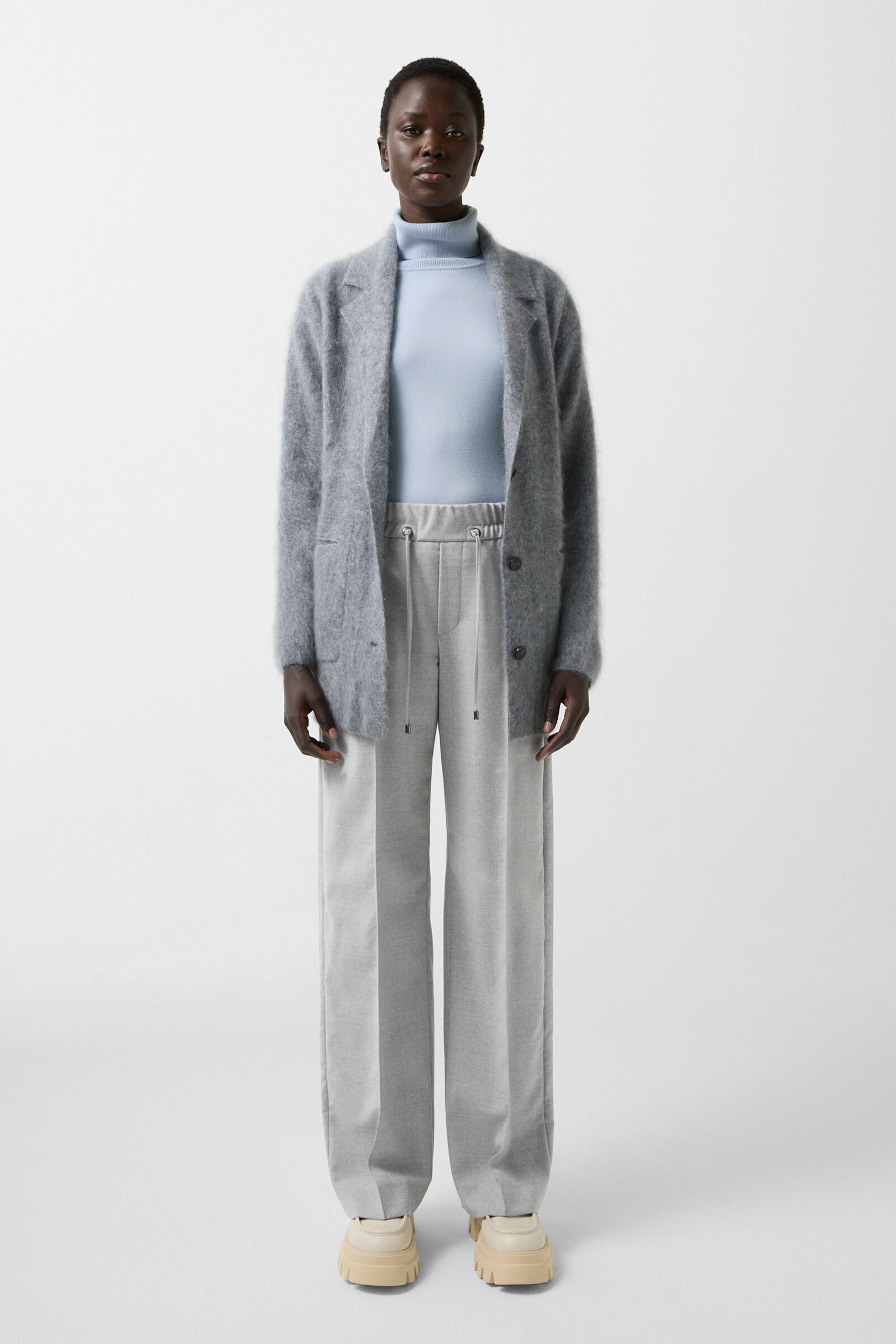 Ella flannel pants in Light gray - 4