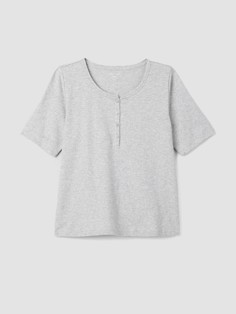 Mélange Organic Cotton Interlock Henley Sleep Top 1