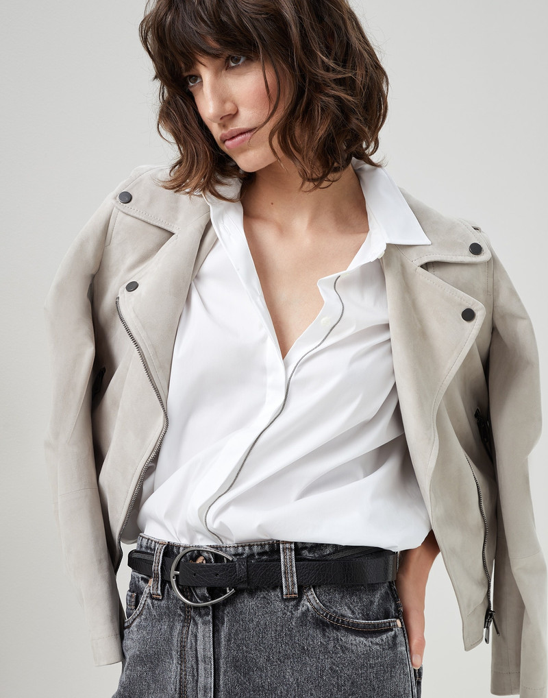 Suede biker jacket with monili 4