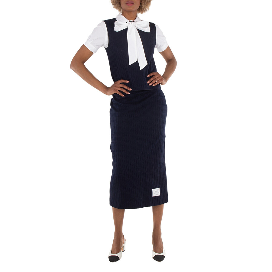 Thom Browne Gingham Jacquard Cotton Midi Skirt - 4