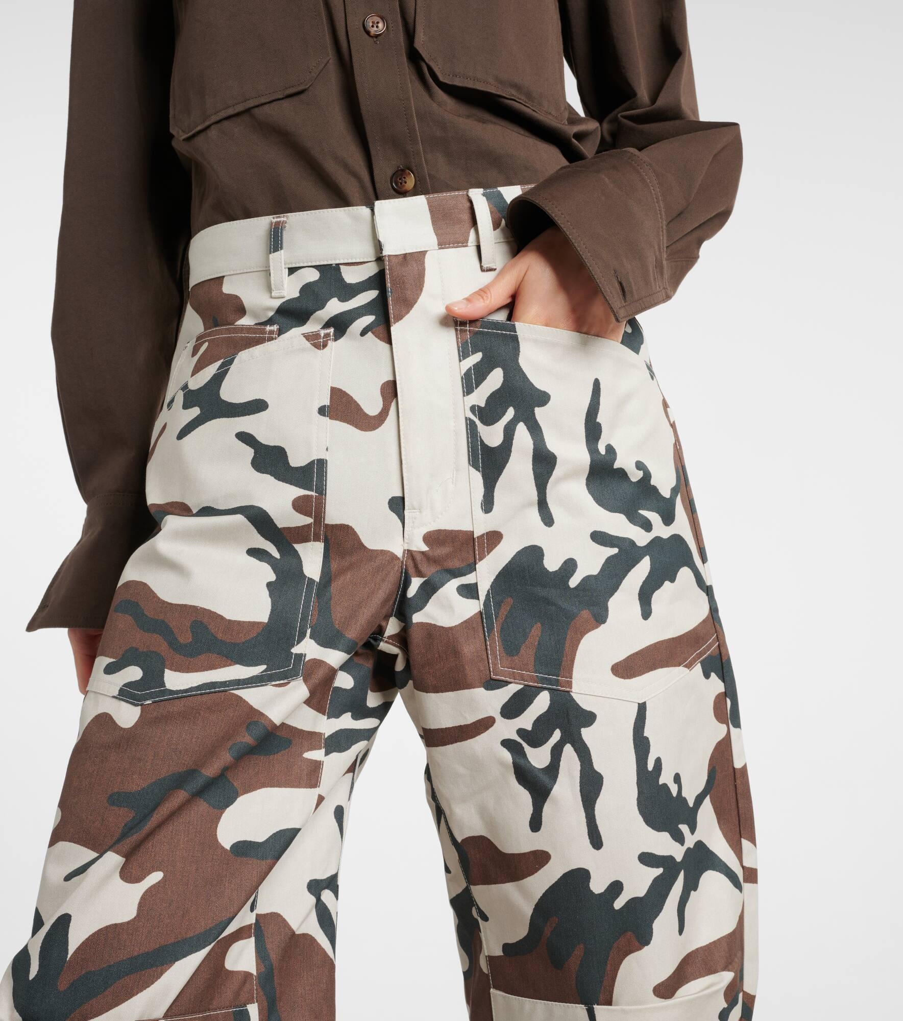 Shon camouflage cotton cargo pants - 4