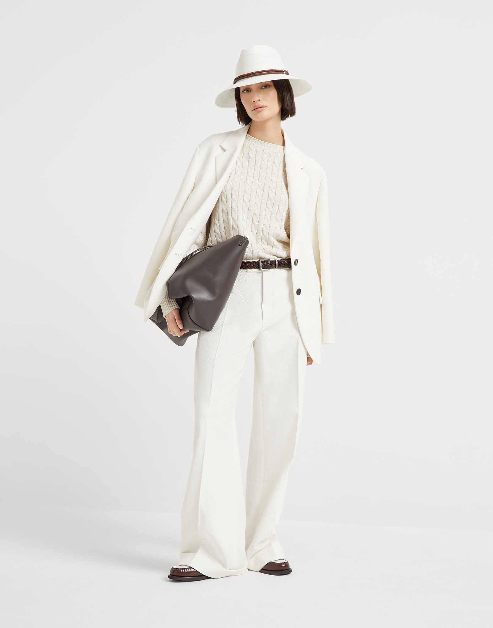 【関税＆送料込み】Brunello Cucinelli Loose Flared Trousers Brunello Cucinelli Cotton and linen cavalry loose flared