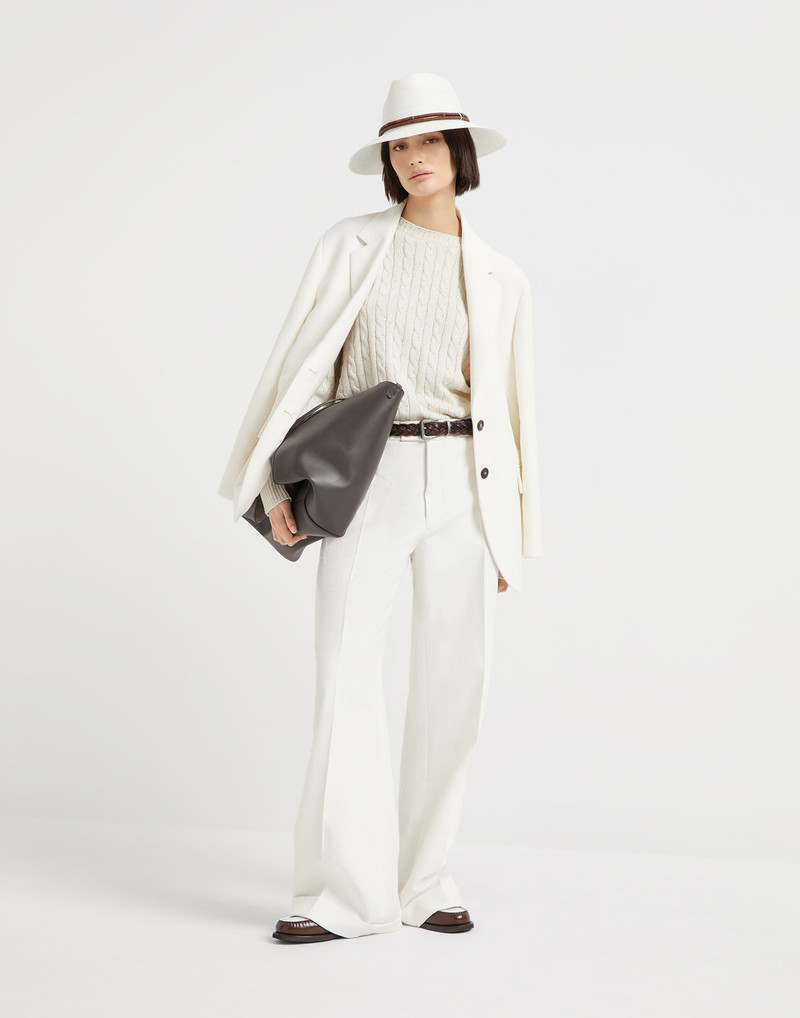 Cotton and linen cavalry loose flared trousers with monili 4