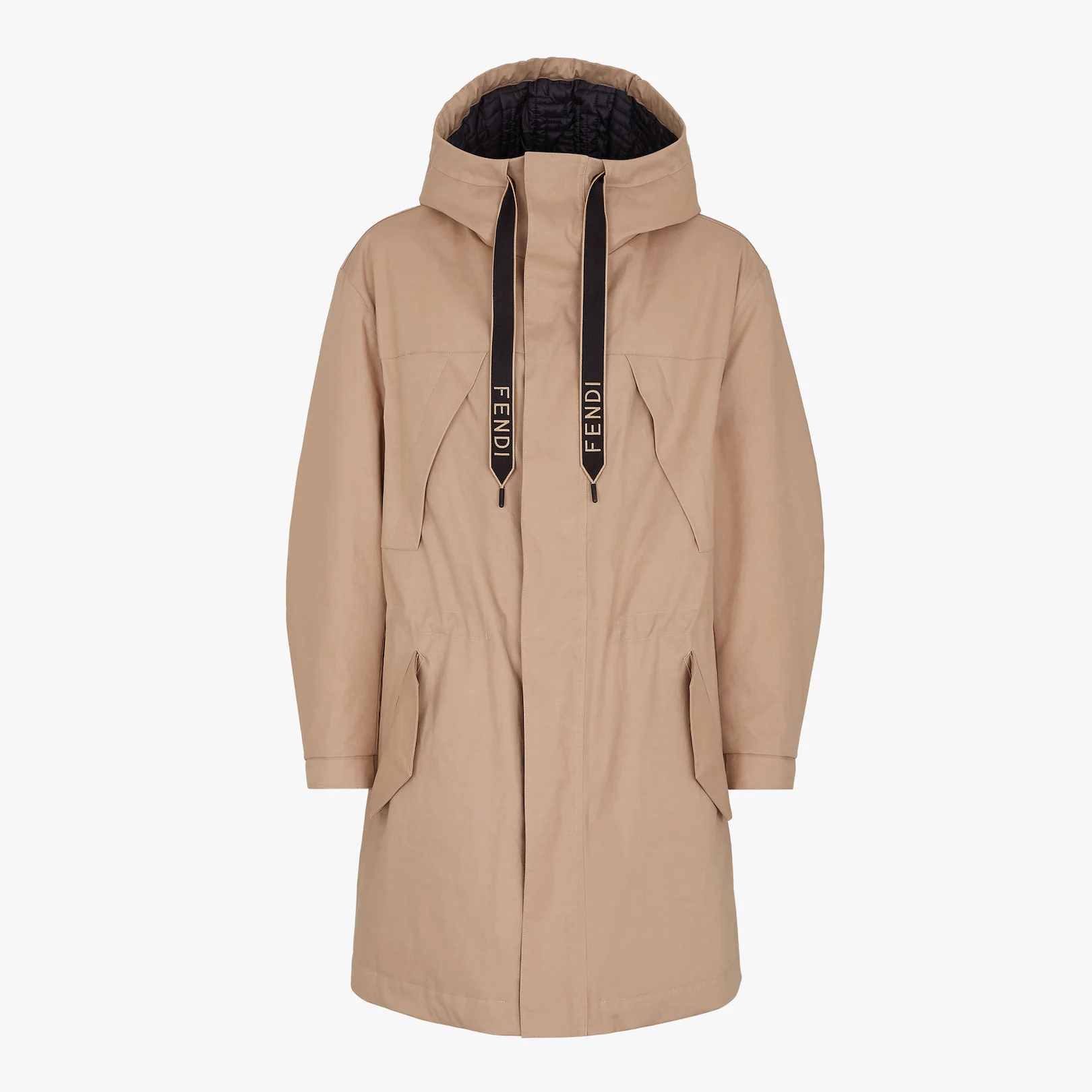 Beige tech fabric parka - 1
