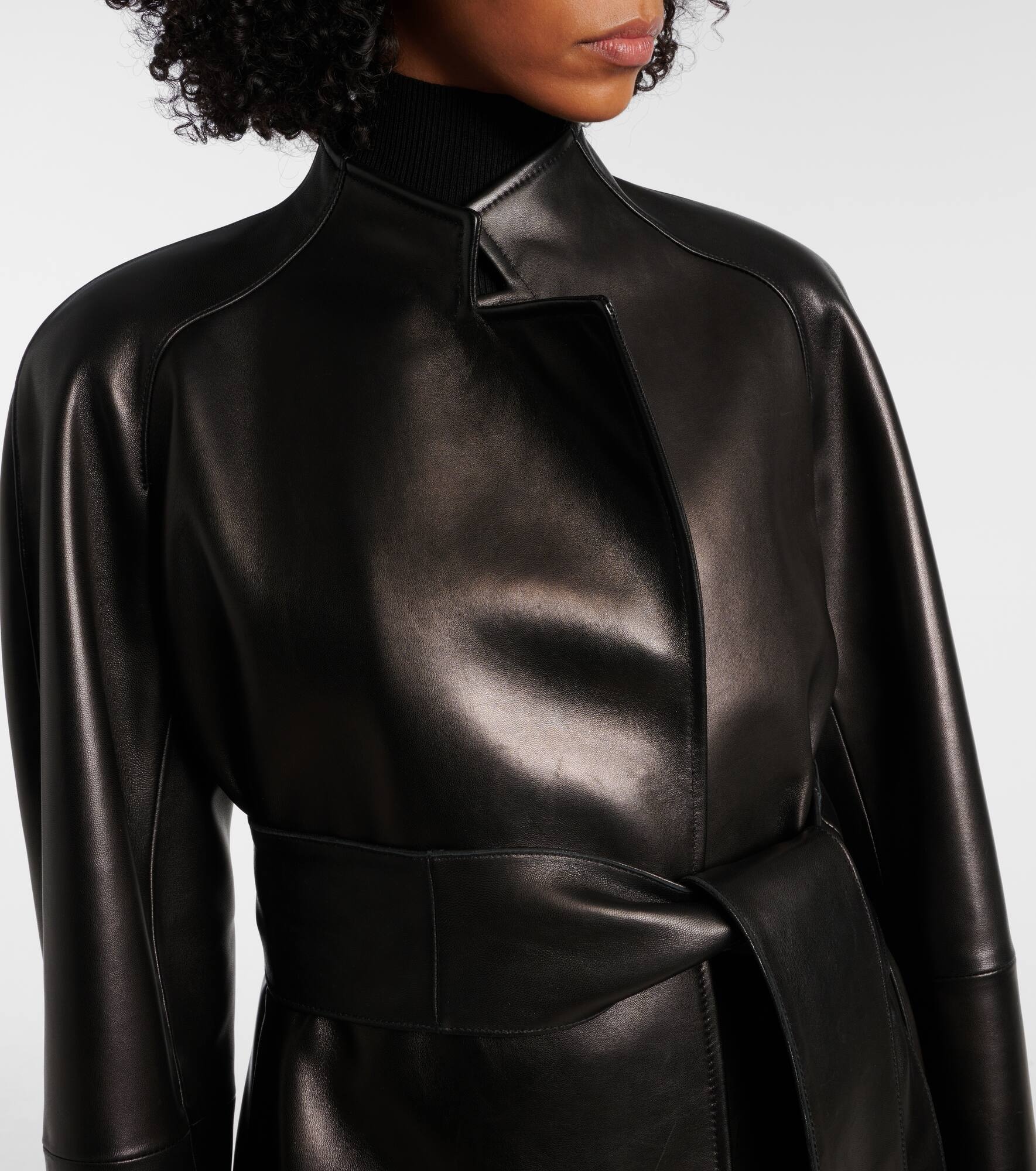 Edith belted leather jacket - 4