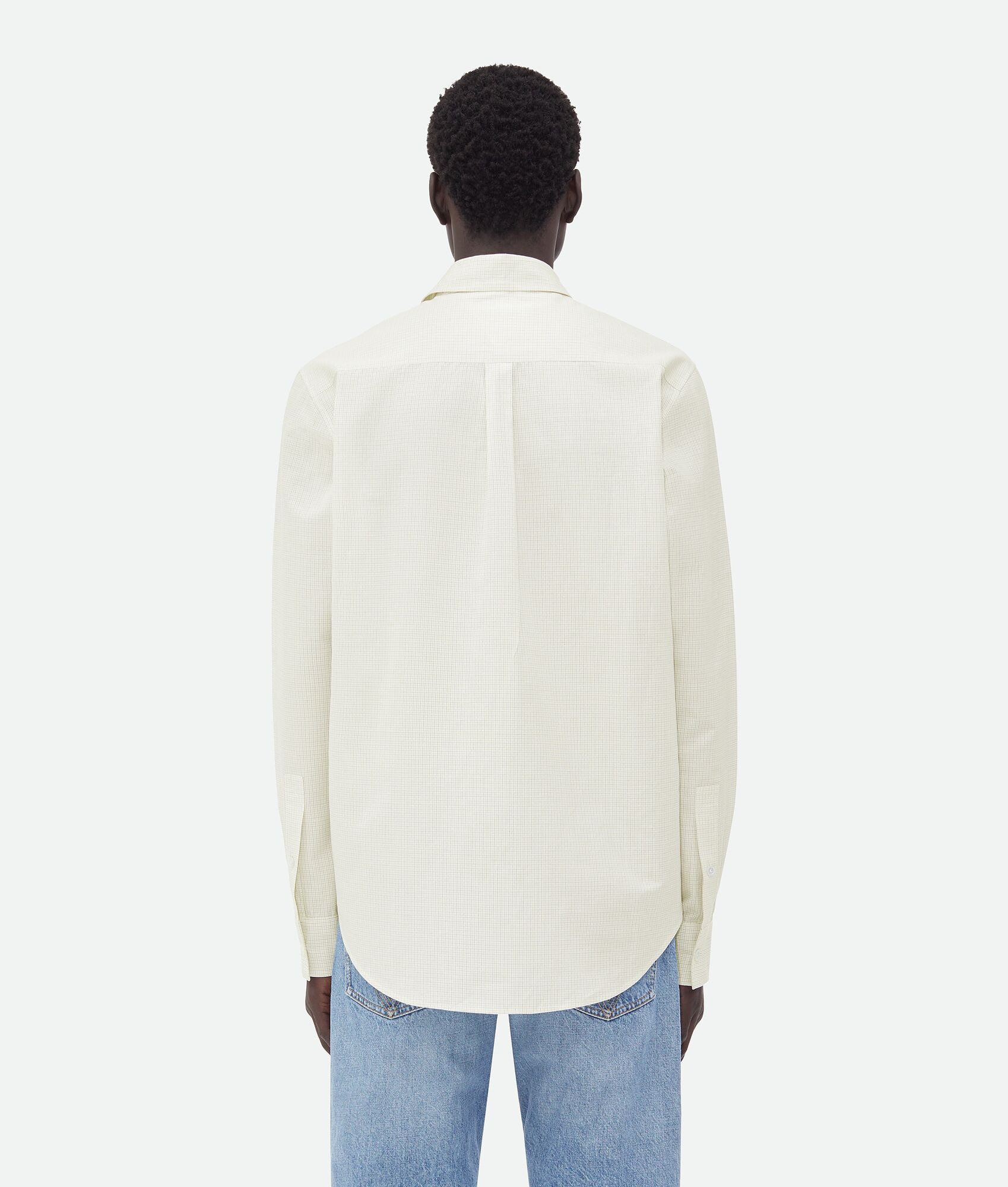 Cotton Linen Check Shirt With "BV" Embroidery - 3