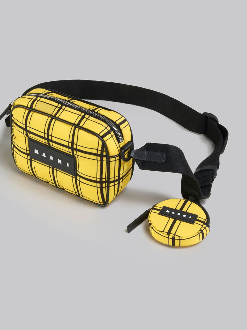 YELLOW CHECKED PUFF CAMERA BAG 5