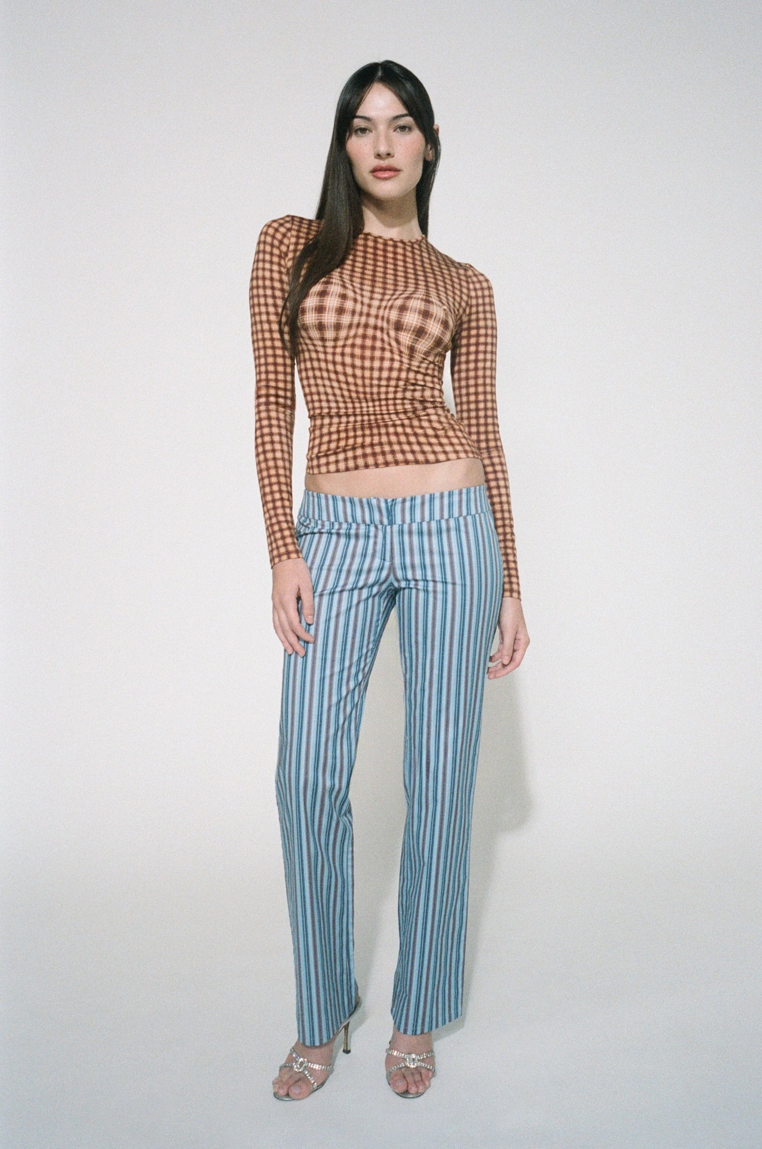 LONG SLEEVE TOP - WARPED PLAID - 4
