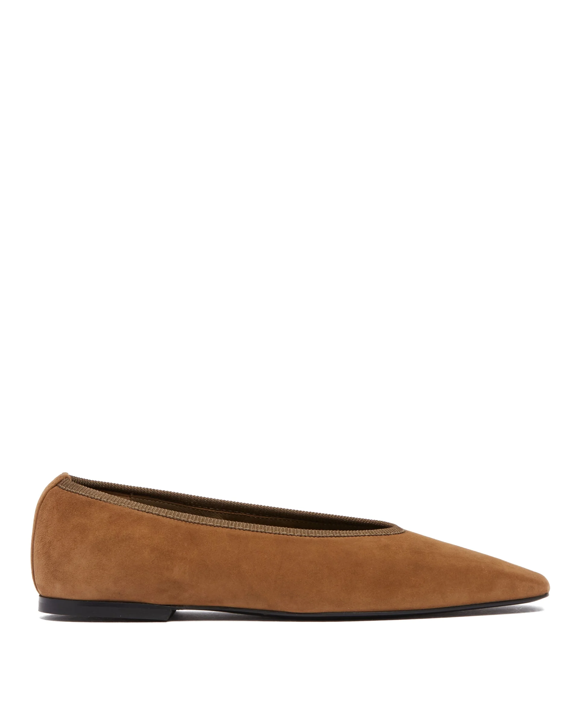 Brown Minimalist Suede Ballet Flats - 1