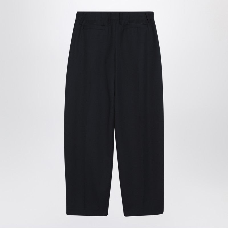 Alexander Mcqueen Wide Navy Blue Wool Trousers Women - 2