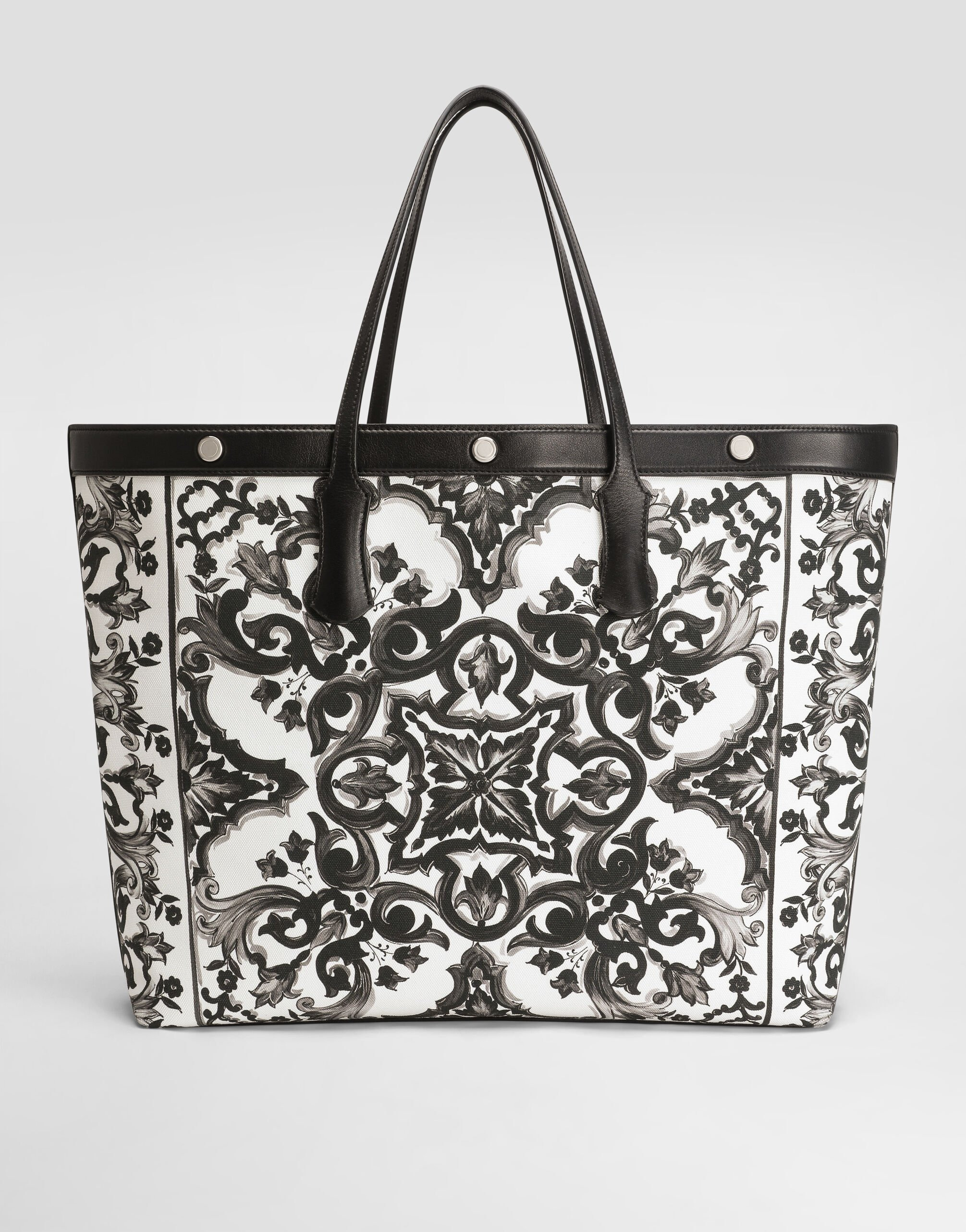Majolica-print calfskin shopping bag - 4