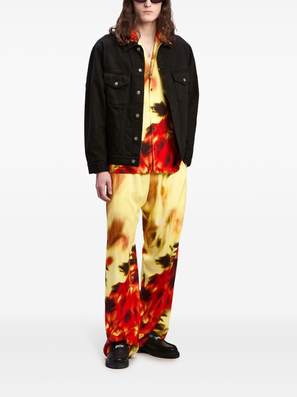 abstract-print notched-collar shirt - 2