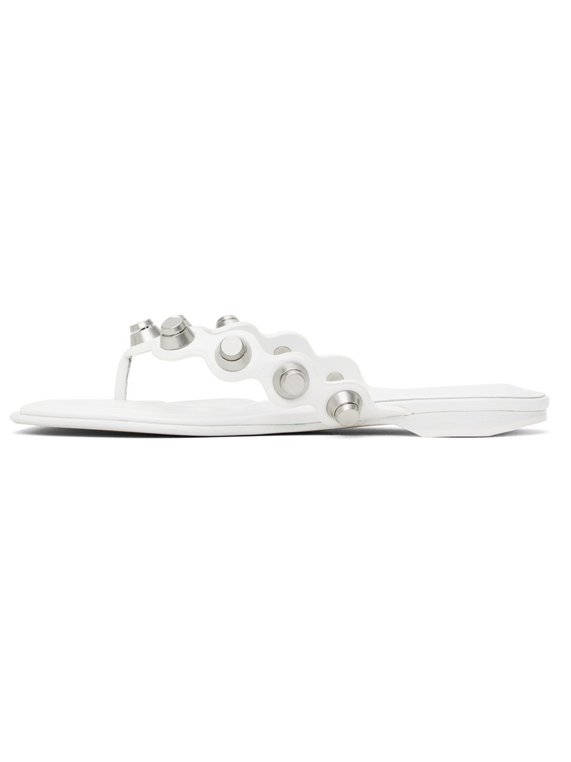 White Rexa Thong Flat Sandals 3