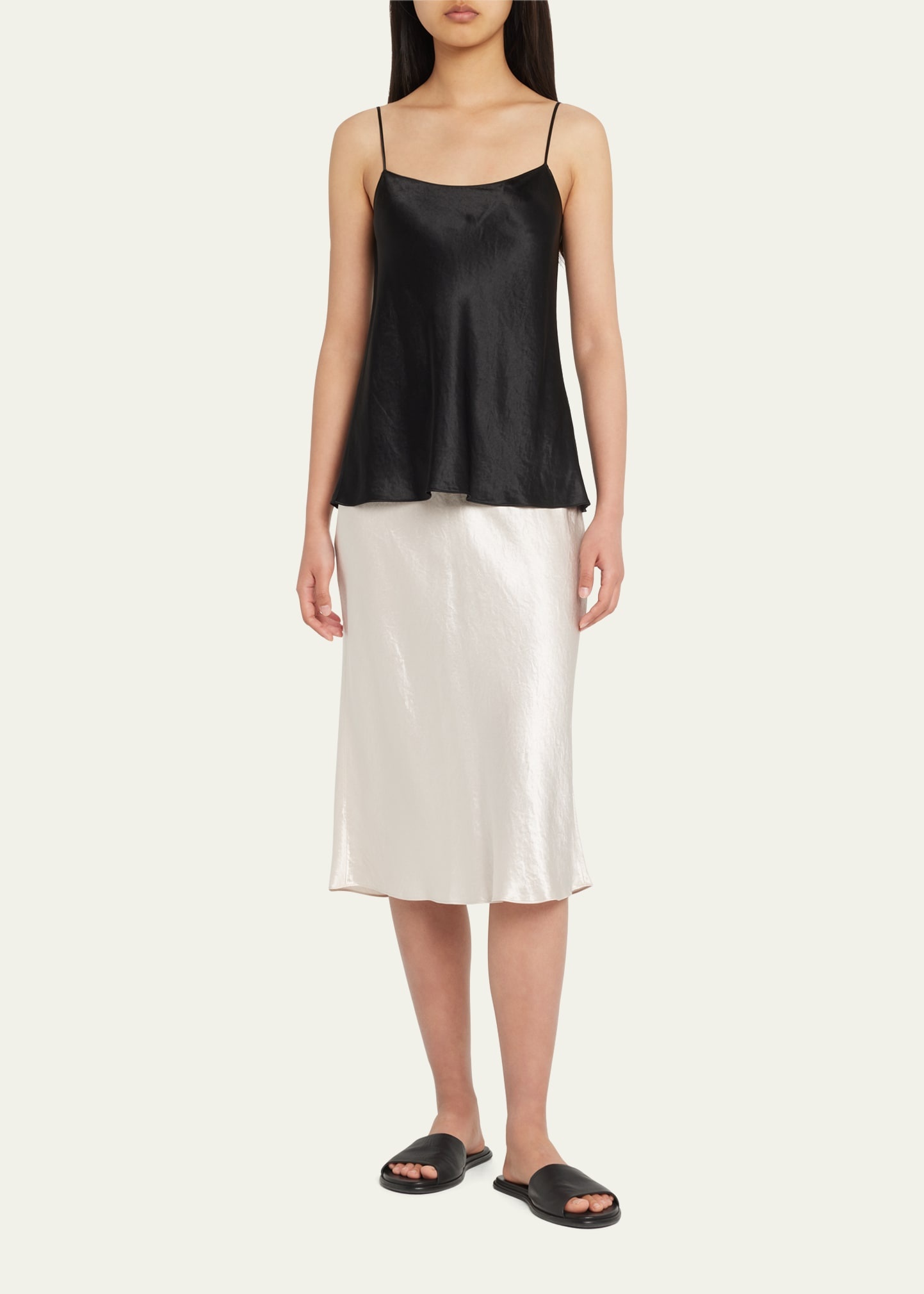 Satin Slip Midi Skirt - 2