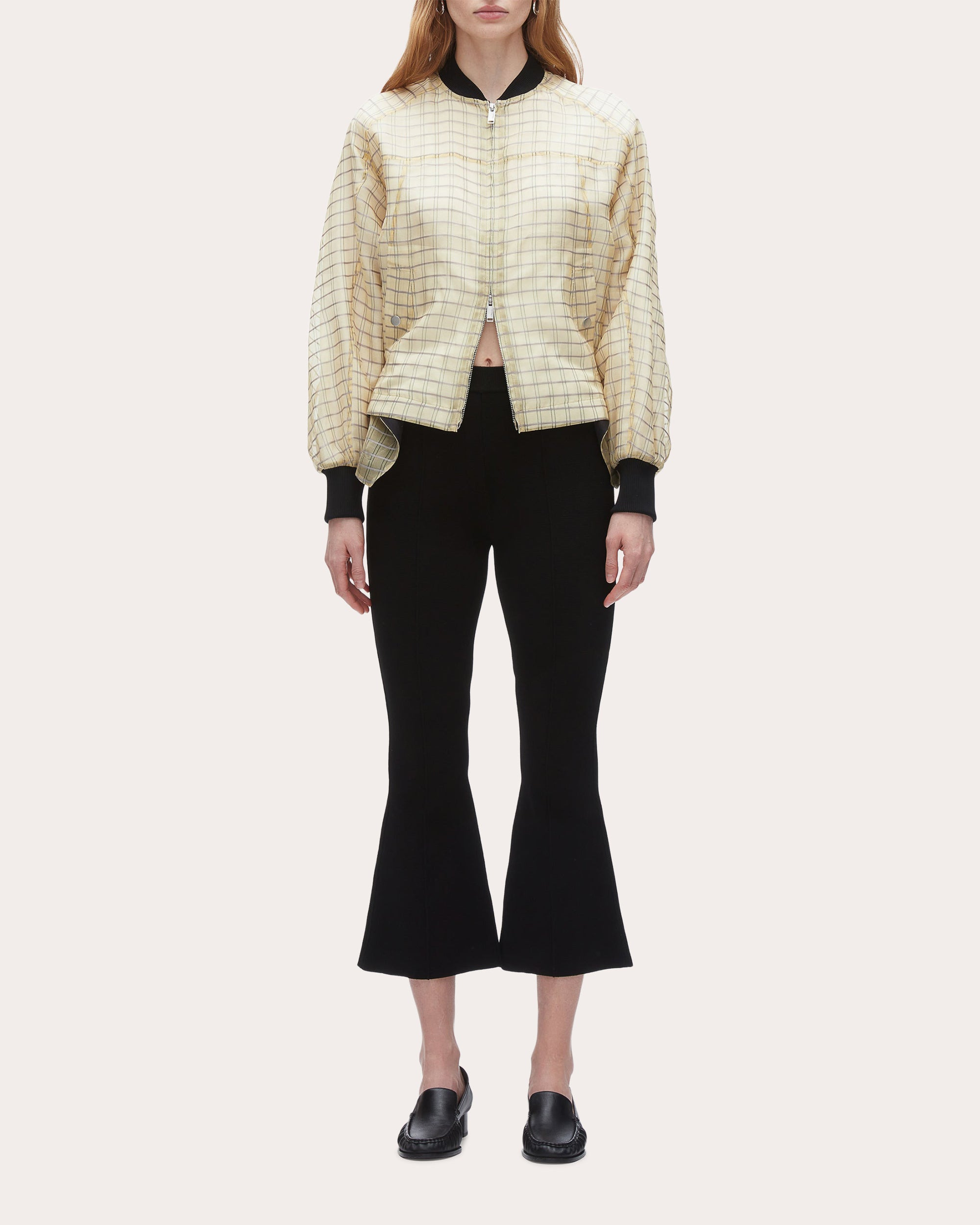 Plaid-Print Silk Organza Bomber Jacket - 5