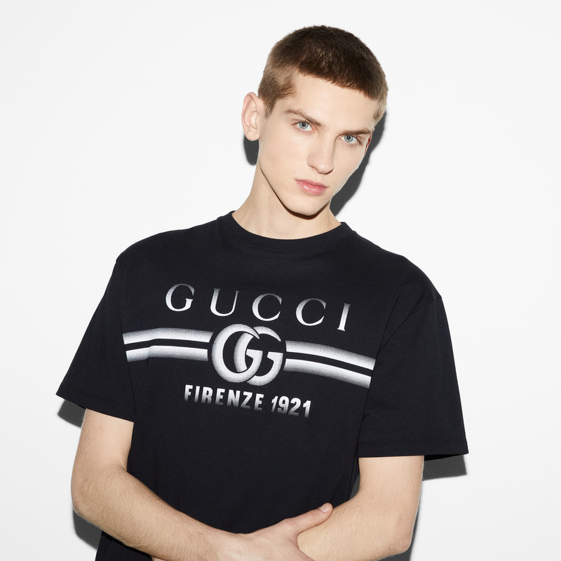 Cotton jersey T-shirt with Gucci print 5