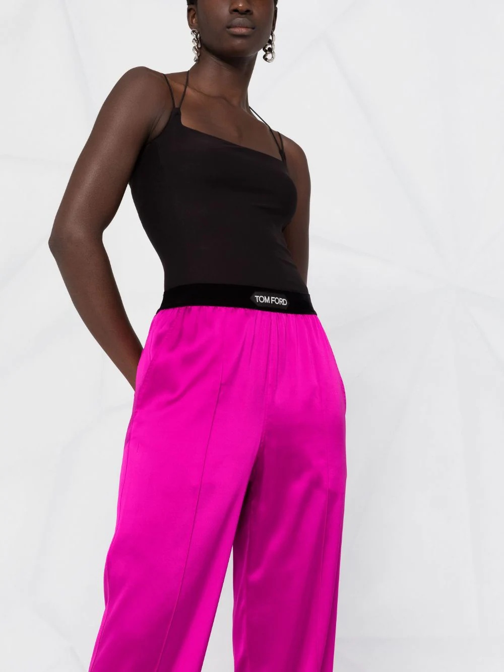 logo-patch straight-leg trousers - 5