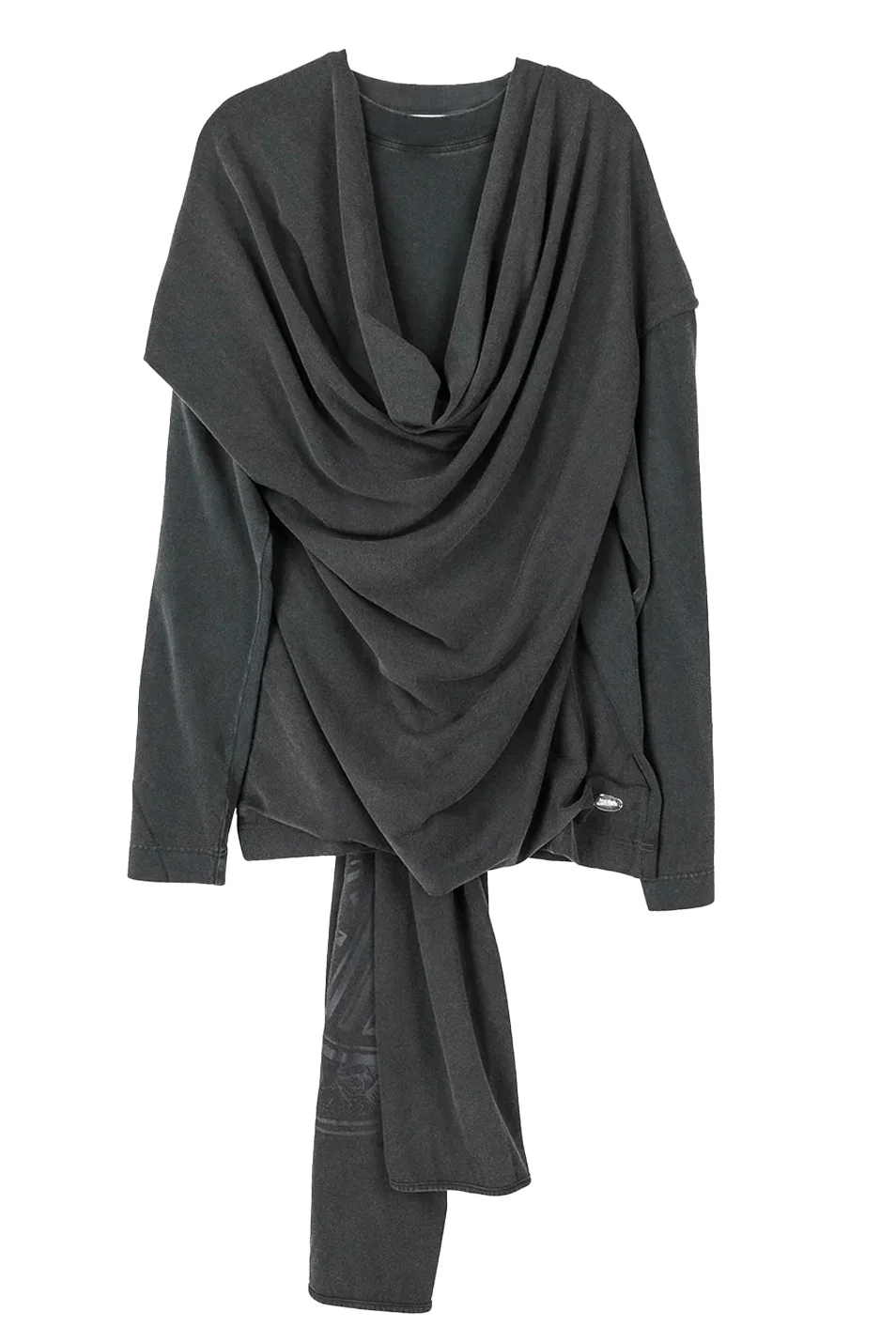 Jean Paul Gaultier Washed Jersey Crew Neck With Scarf Printed "Jpg Laurier Stamp" Logo Black - 1