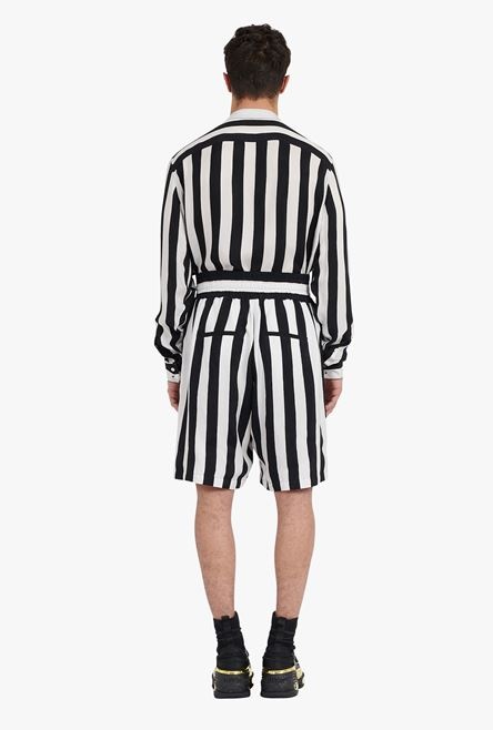 Black and white striped cuprammonium shorts - 3