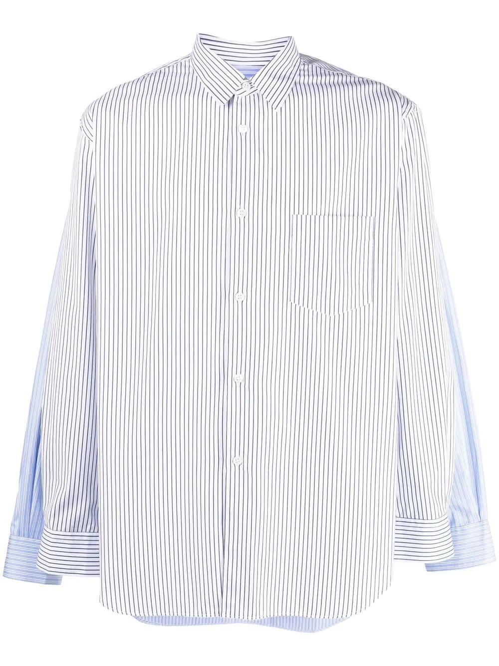 stripe-print panelled shirt - 1