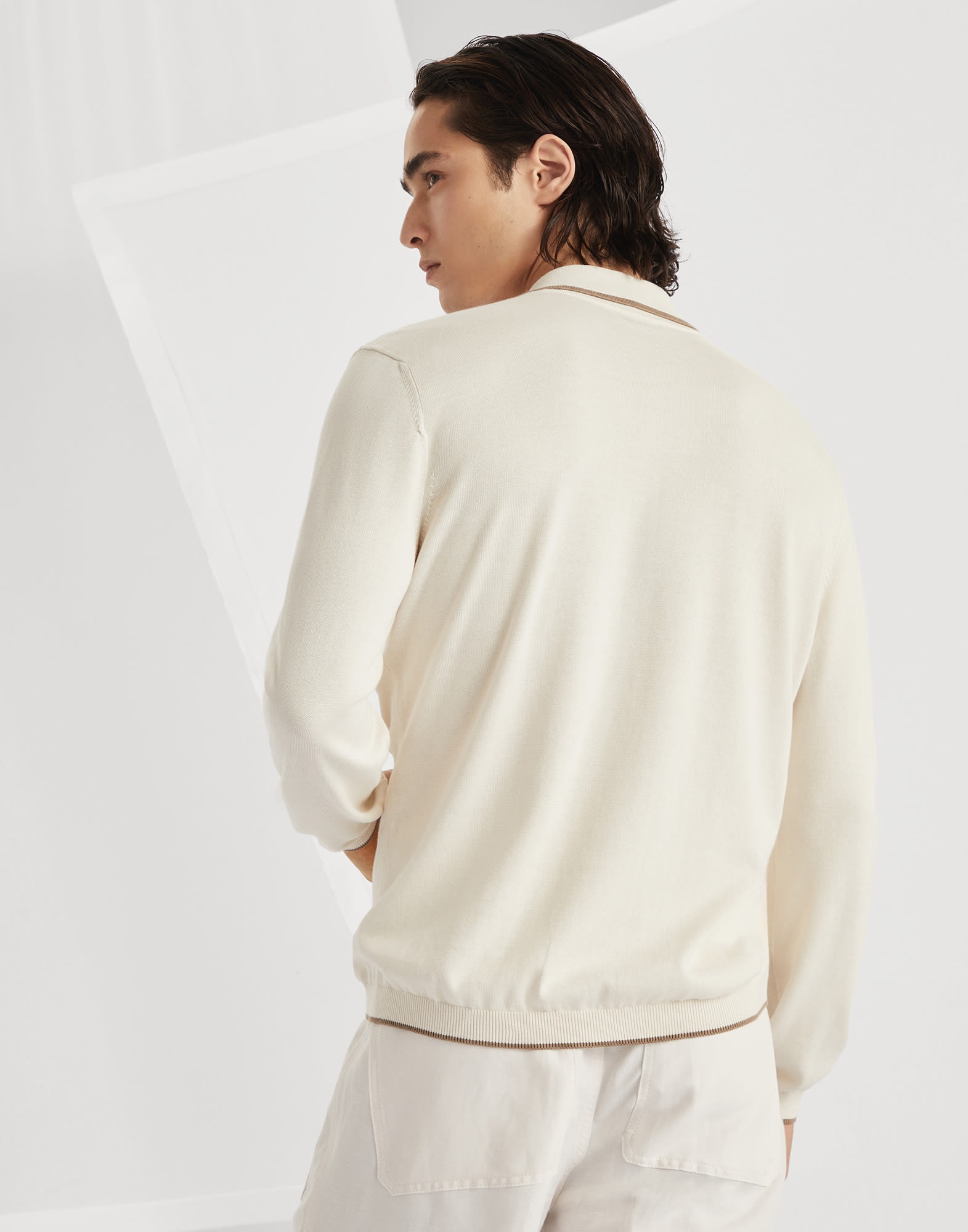 Cotton geometric jacquard knit shirt - 2