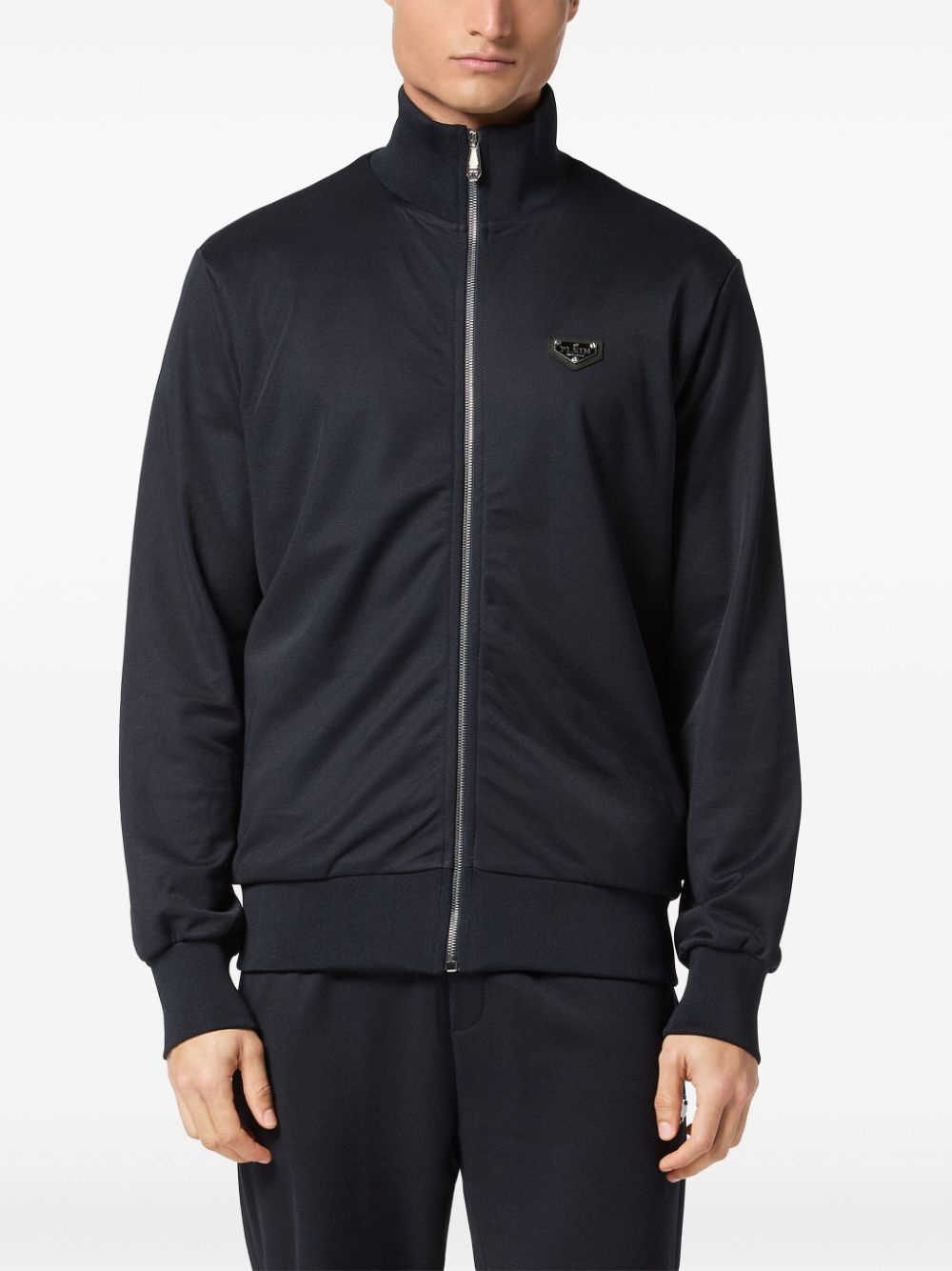 logo patch zipped jacket - 3