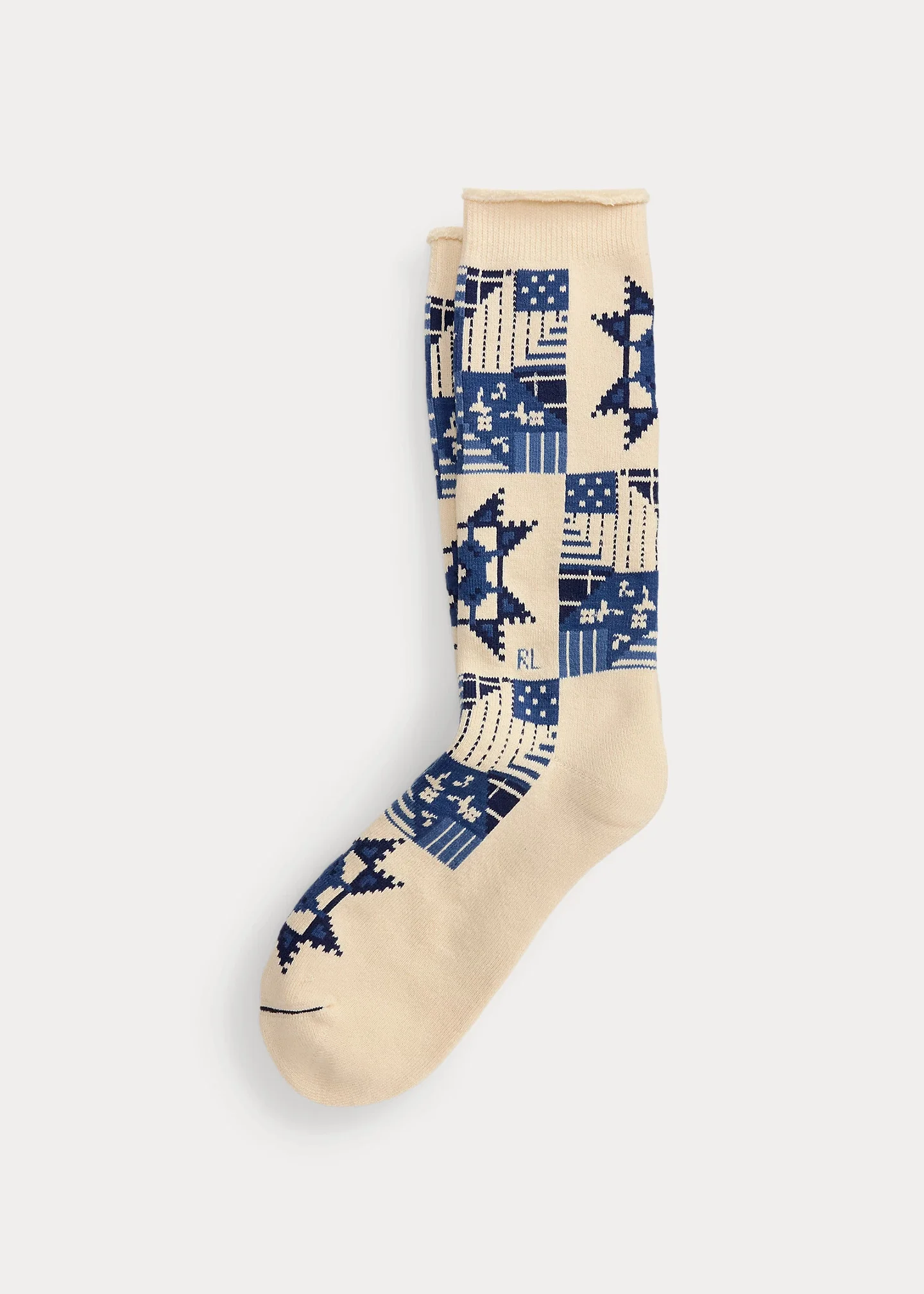 Patchwork-Motif Cotton-Blend Crew Socks - 1