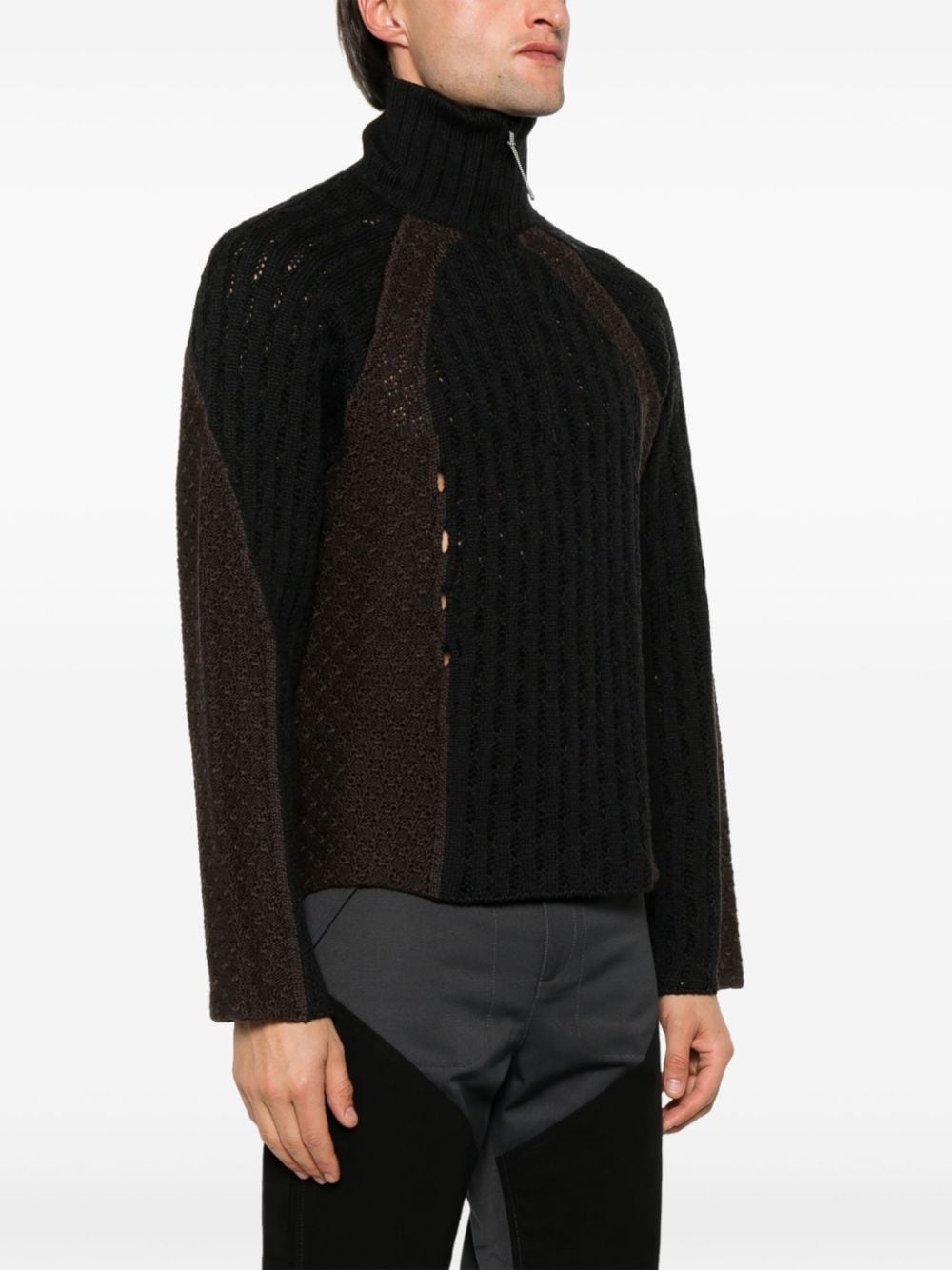 flower-stitch turtleneck sweater - 3