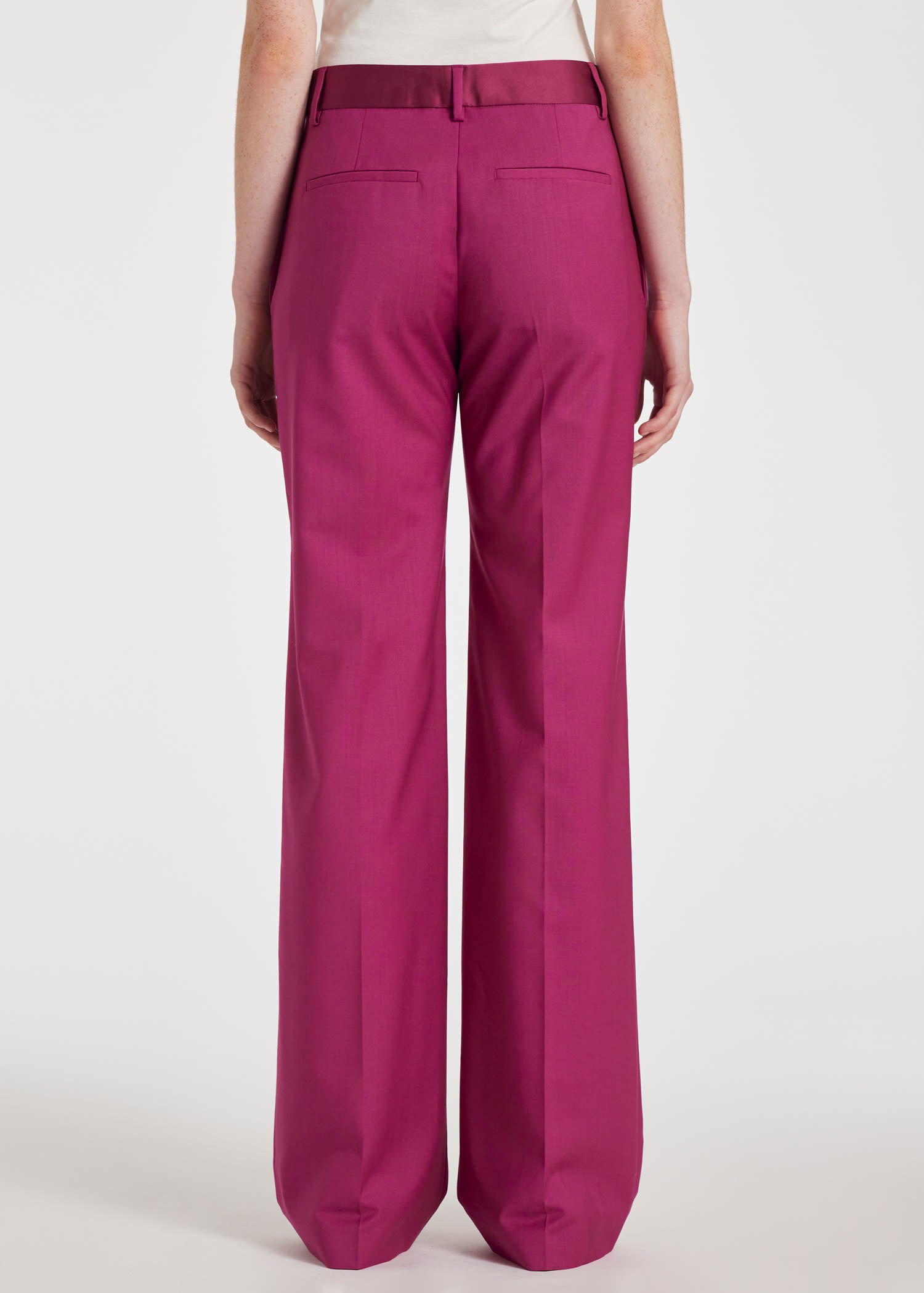 Magenta Wool-Mohair Bootcut Trousers - 4