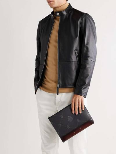 Berluti Signature Logo-Print Canvas and Leather Pouch outlook