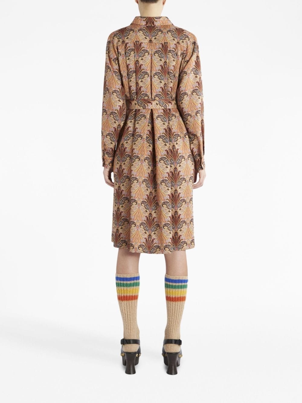 paisley-print belted midi shirtdress - 3