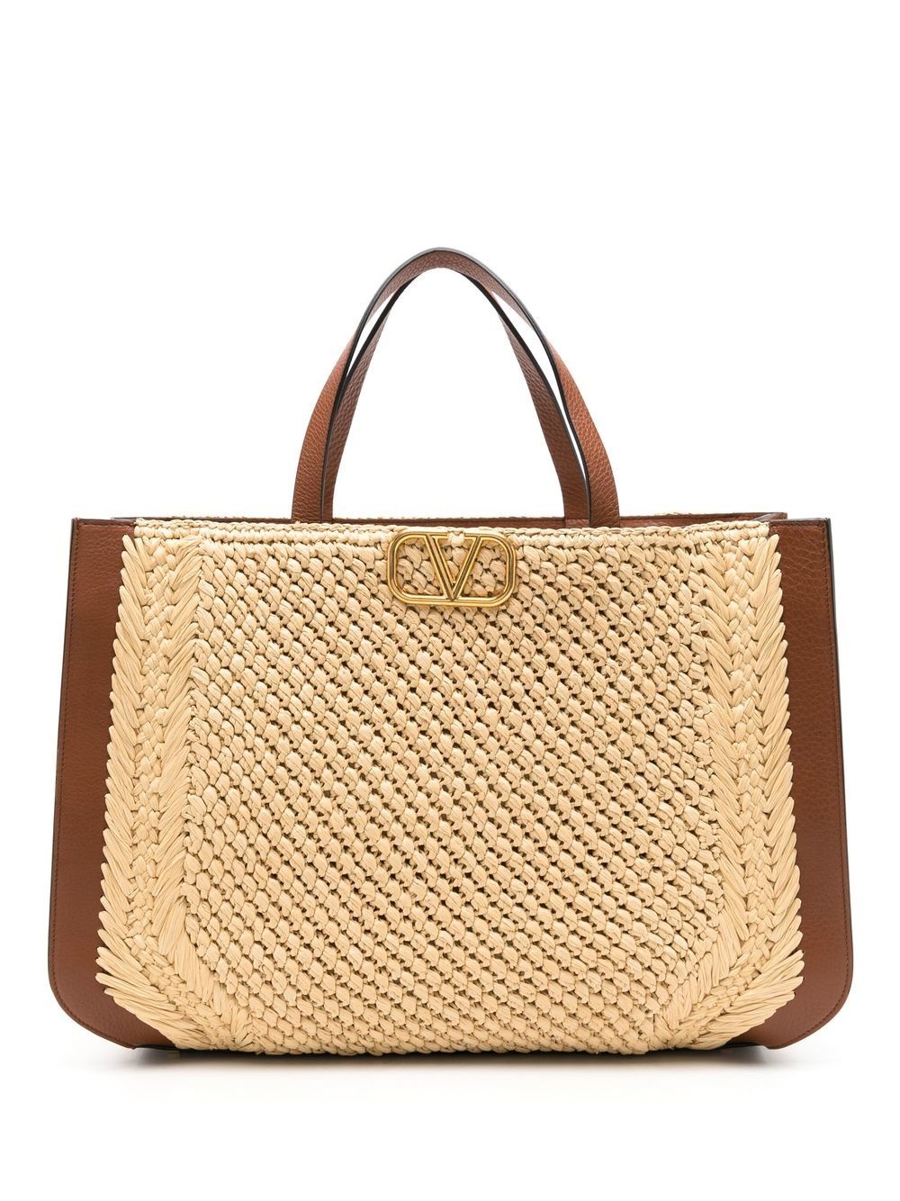 VLogo Signature raffia tote bag - 1