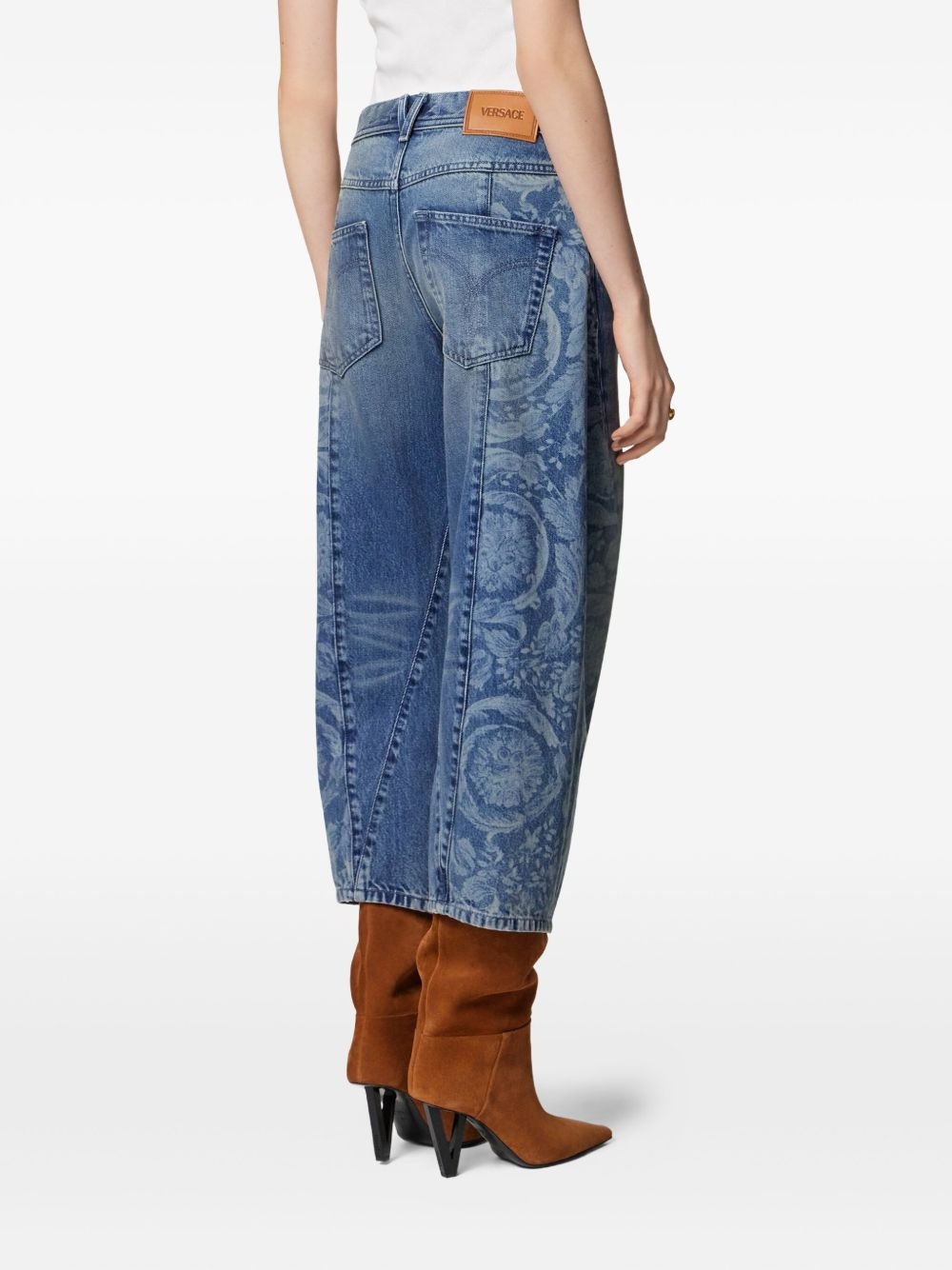 Barocco-pattern jeans - 4