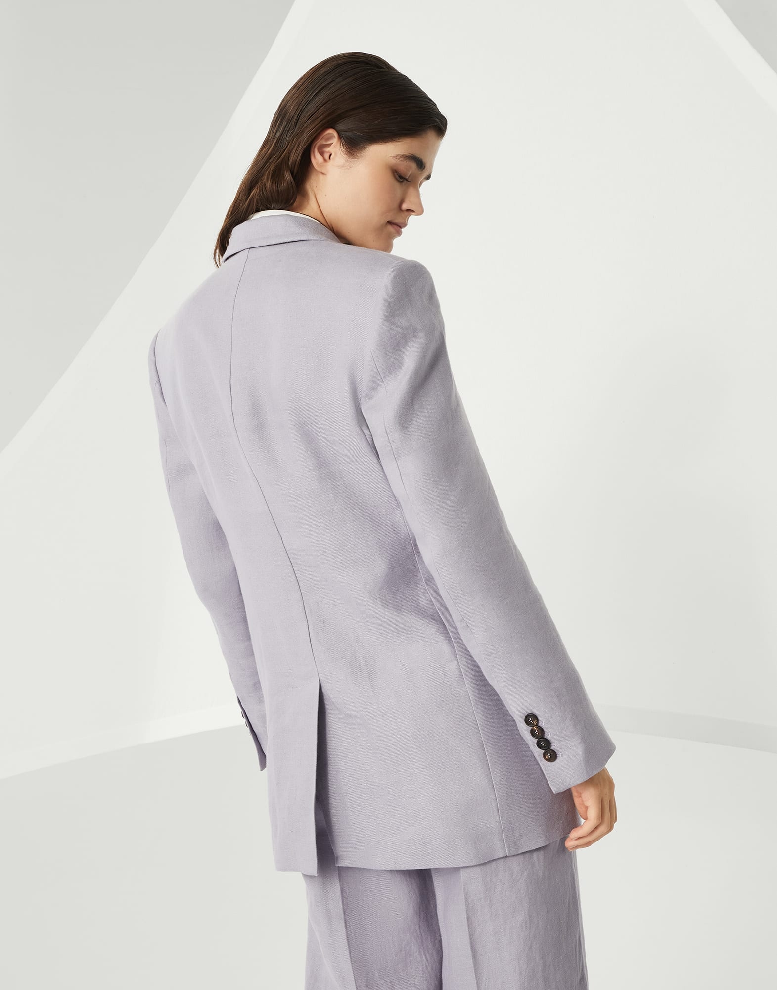 Dyed hemp and linen gabardine blazer with monili - 2