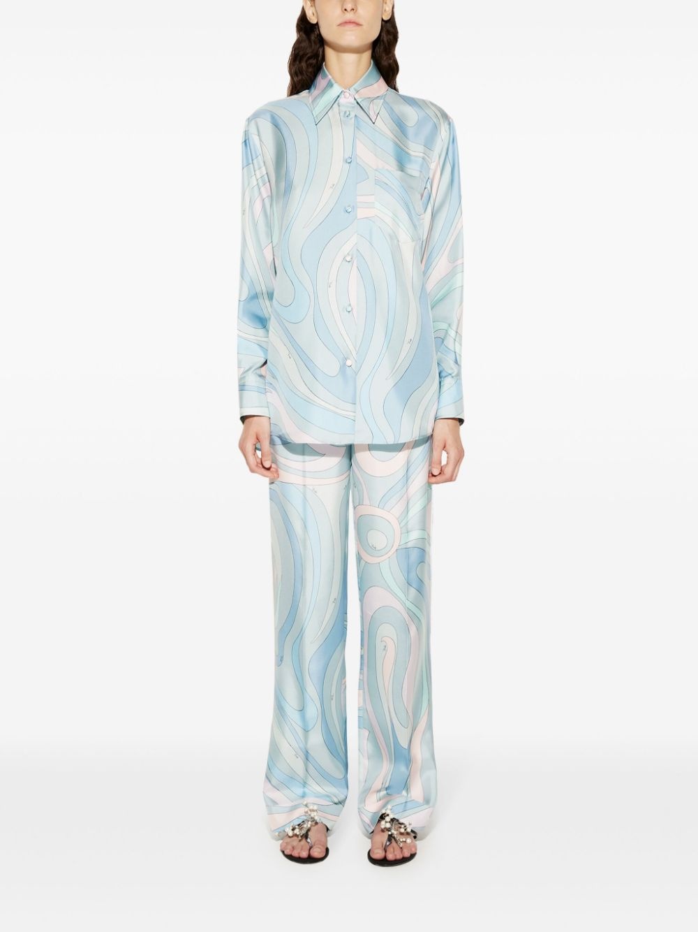 all-over graphic print silk twill shirt - 2