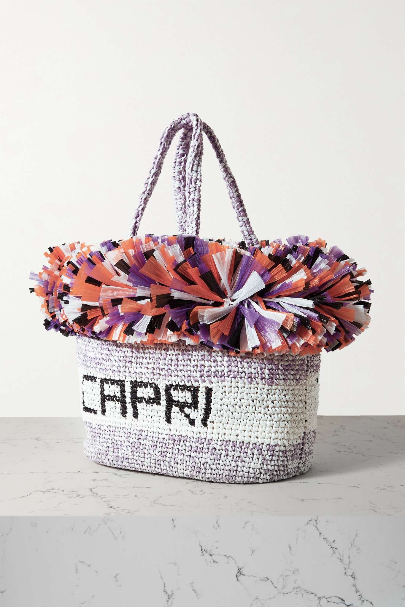 Fringed woven raffia tote - 3