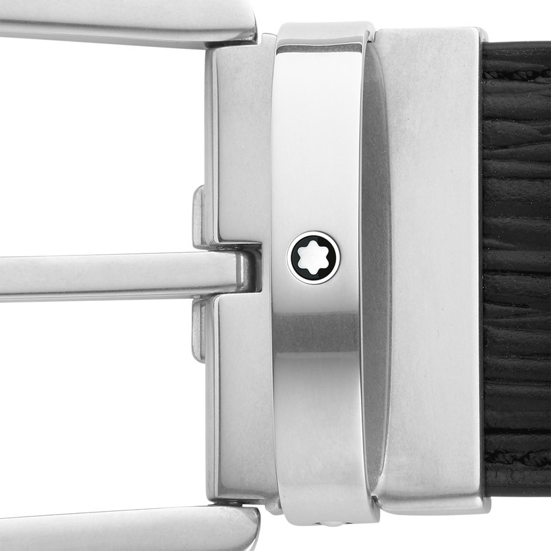 Horseshoe buckle printed black 40 mm leather belt 4