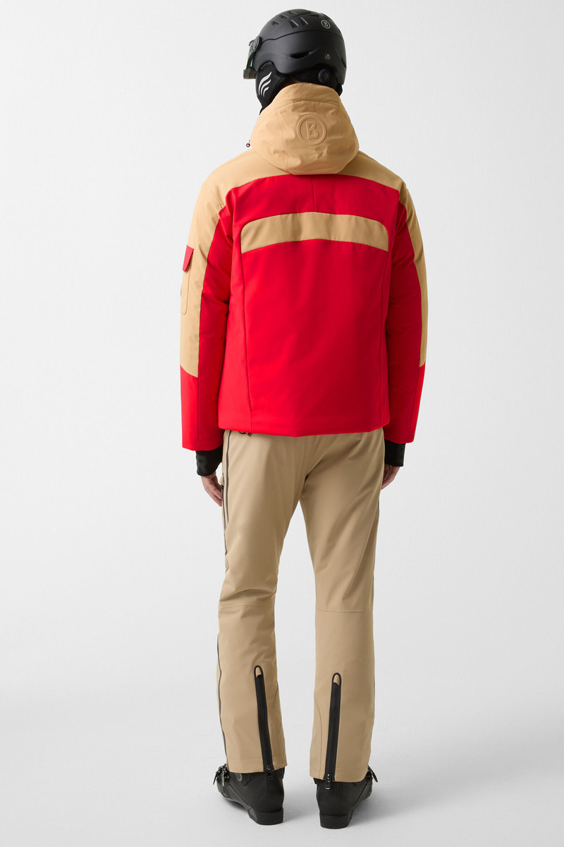 Danjo down ski jacket in Red/beige 3