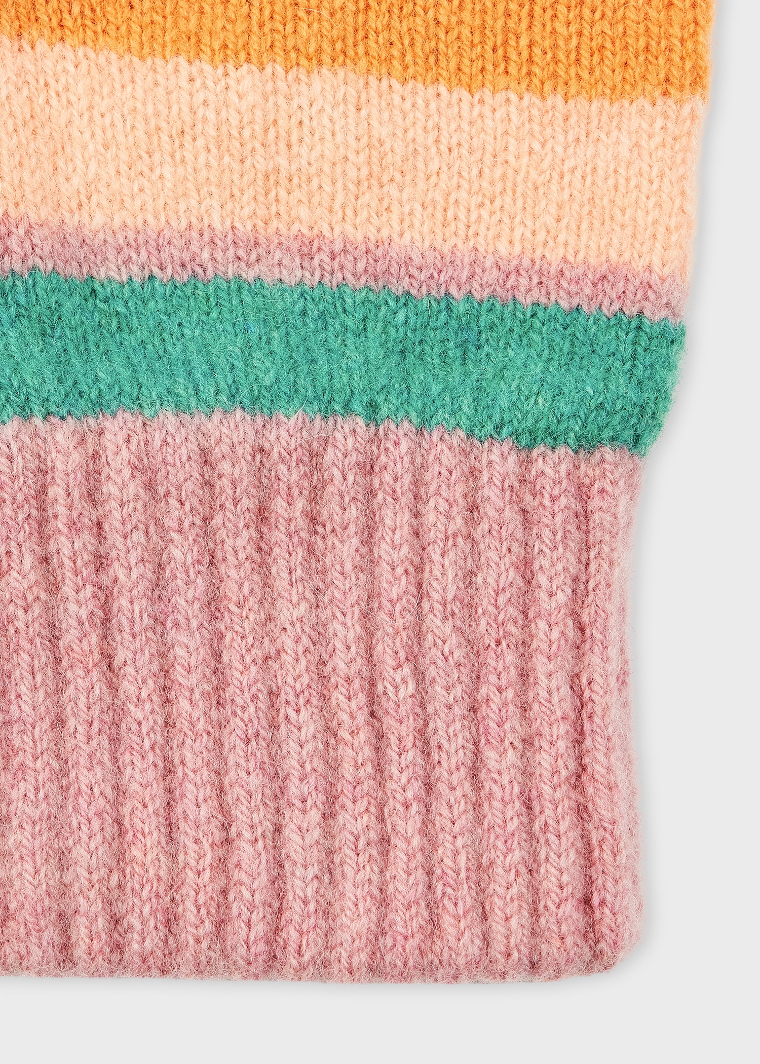 Women's Pink Lambswool 'Swirl Stripe' Gloves - 2