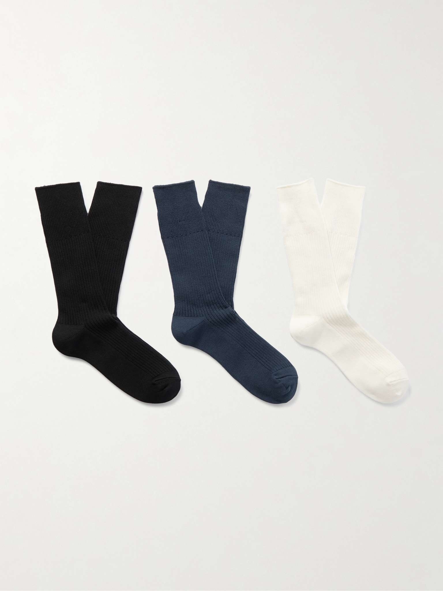 Three-Pack Ribbed-Knit Socks - 1