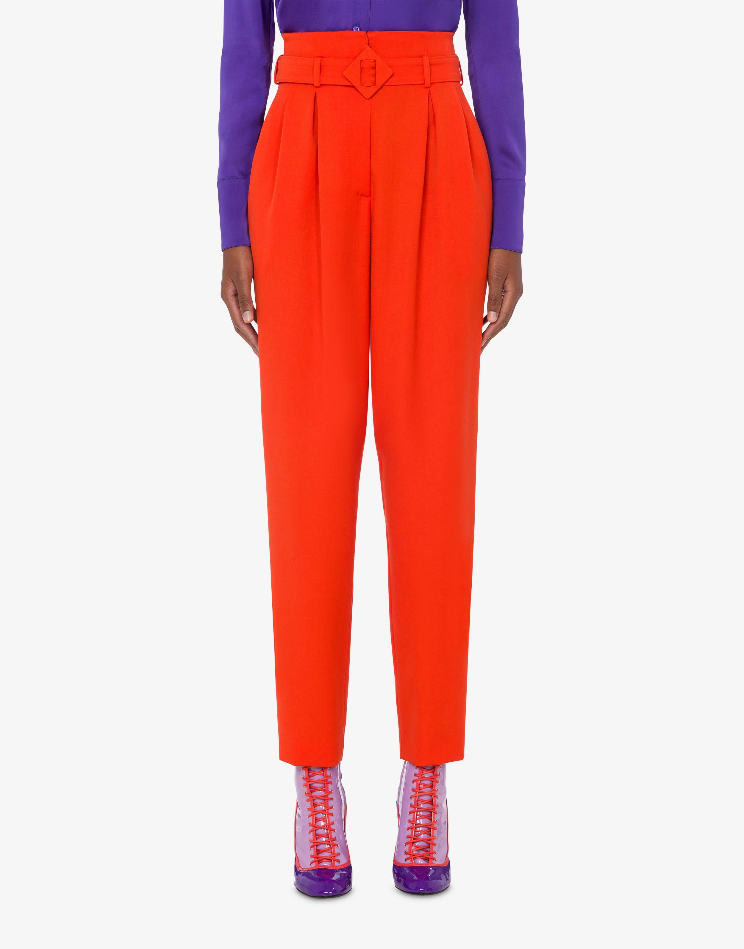 WOOL GRAIN DE POUDRE TROUSERS - 2