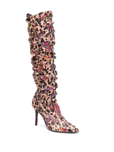 VERSACE JEANS COUTURE leopard print ruched boots outlook