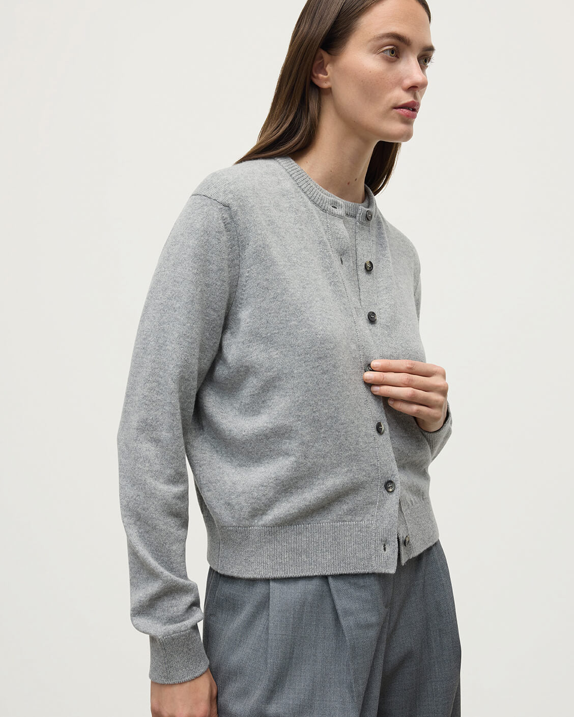 Classic Cashmere Grey Cardigan - 5