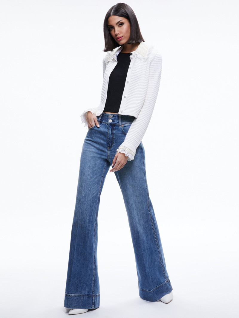Alice + Olivia NOELLA EMBELLISHED COLLARED CARDIGAN outlook