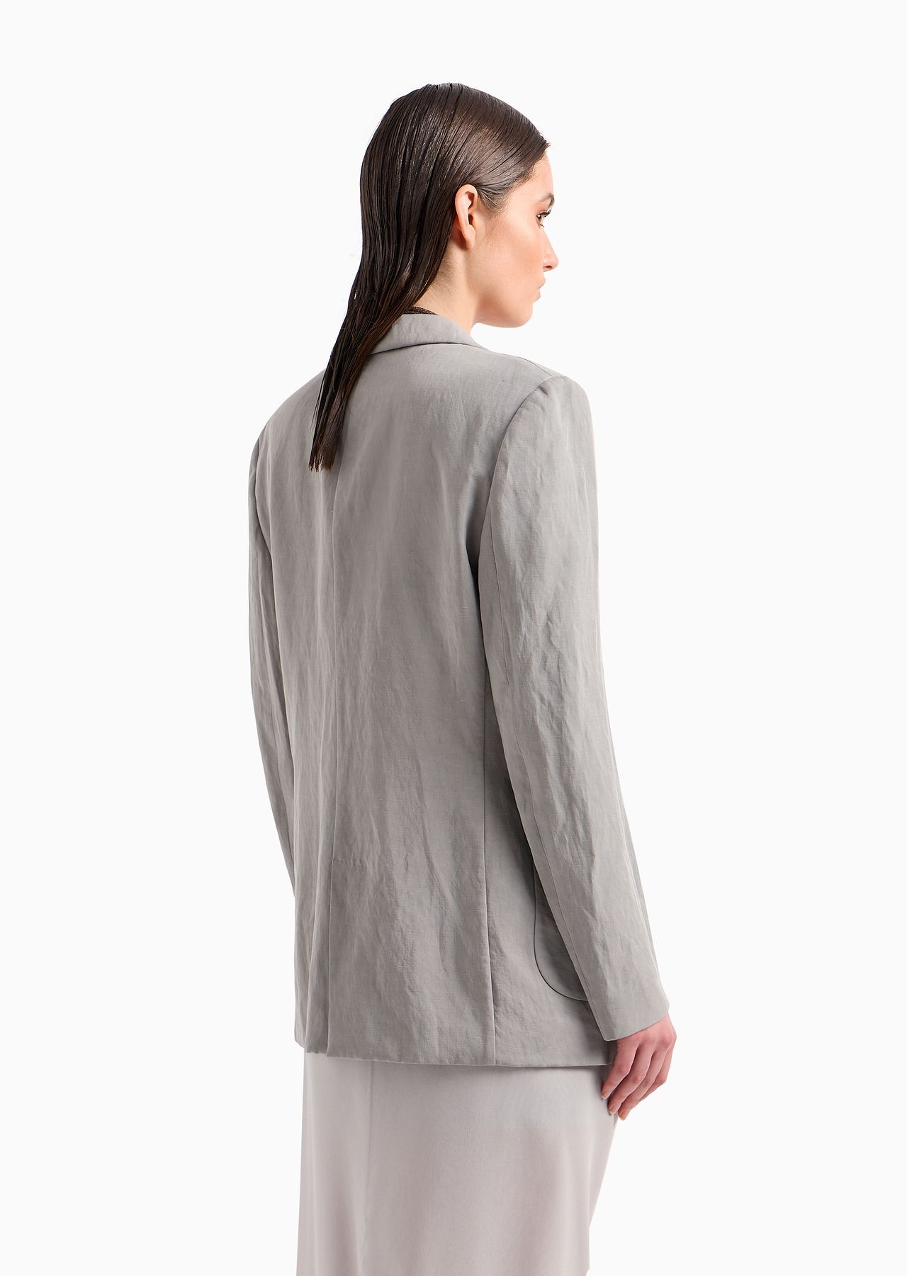 Linen and viscose single-breasted jacket - 3