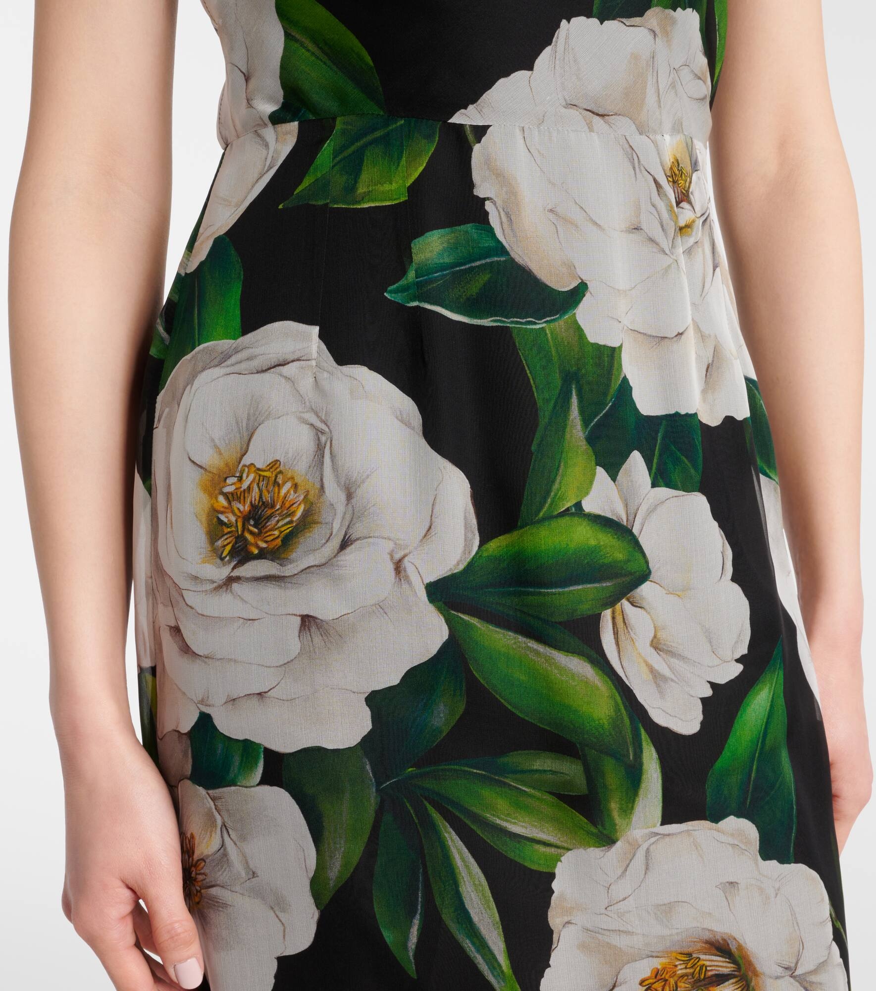 Floral silk chiffon midi dress - 5