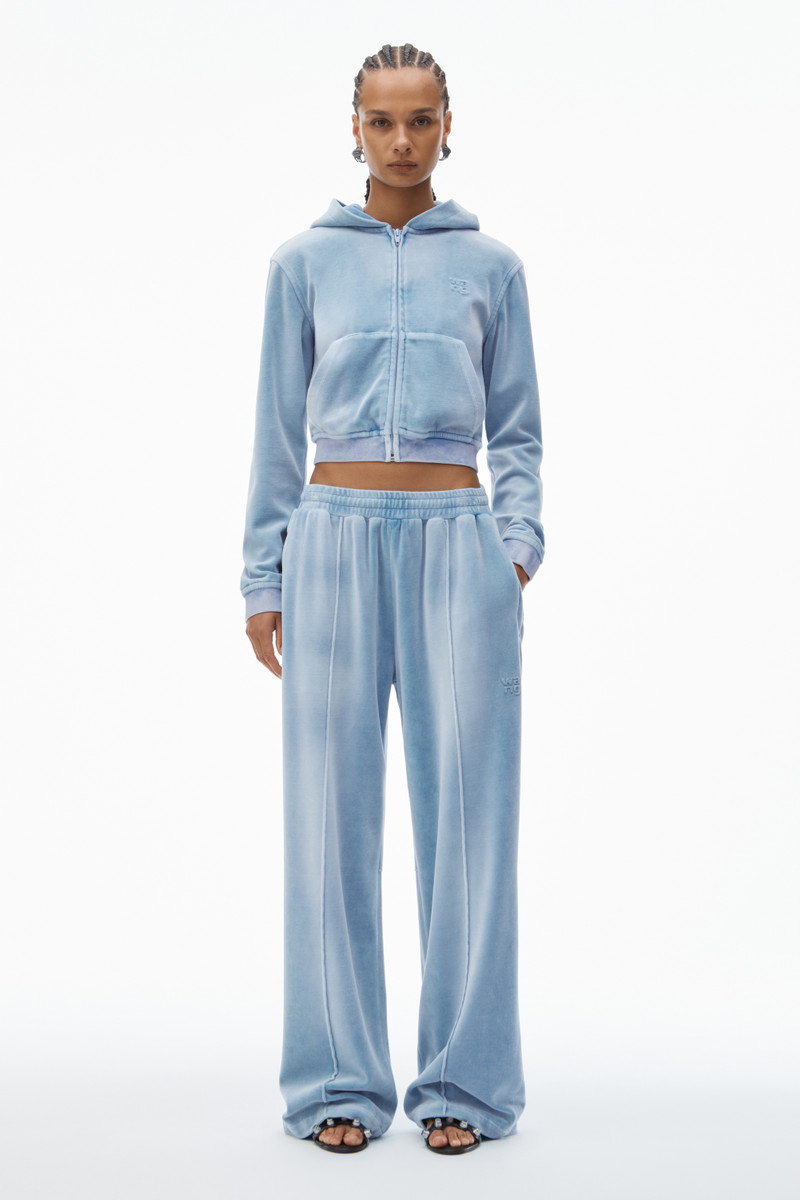 Alexander Wang Shrunken Zip-Up Hoodie in Crushed Velour outlook
