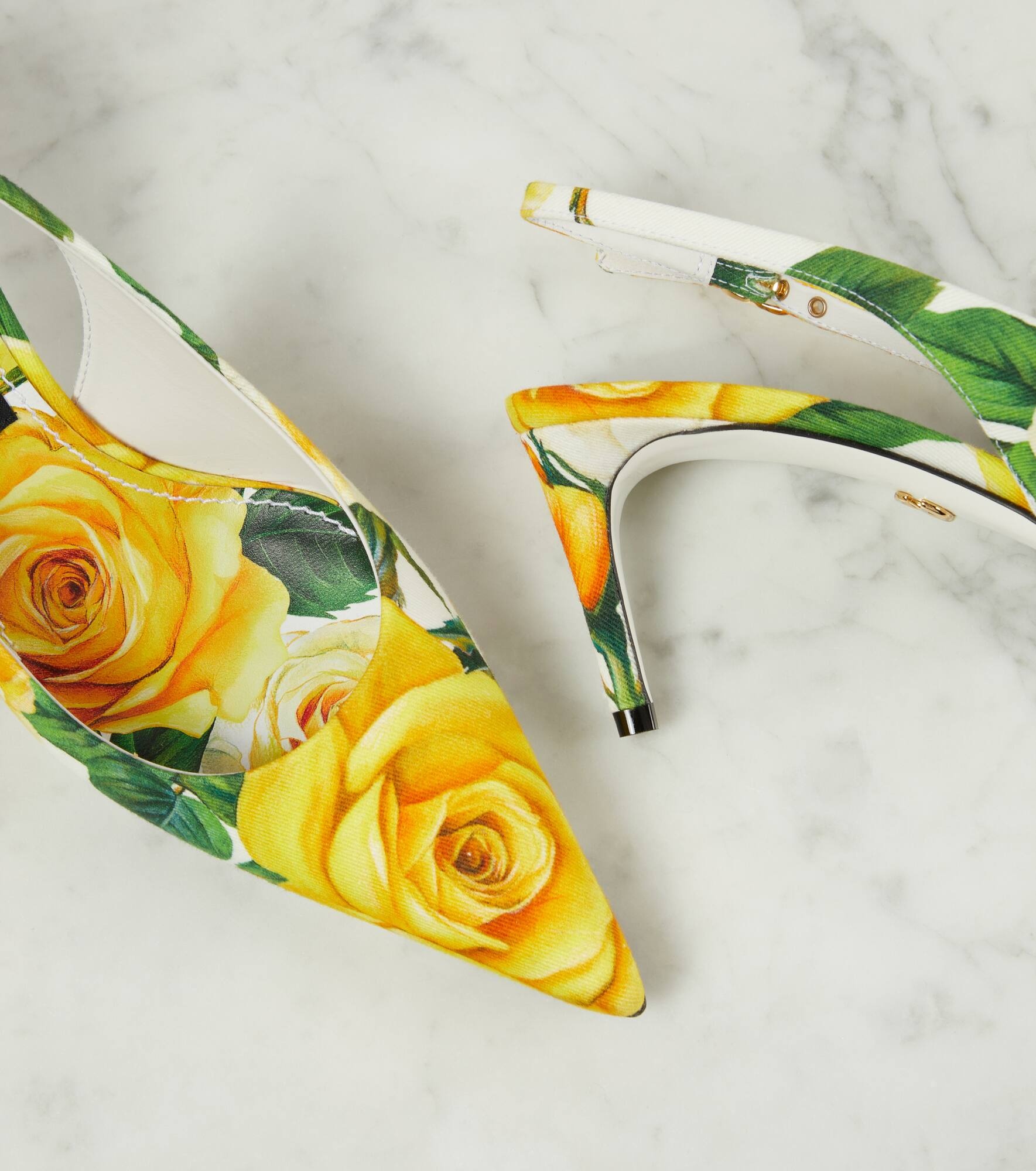 Floral canvas slingback pumps - 6