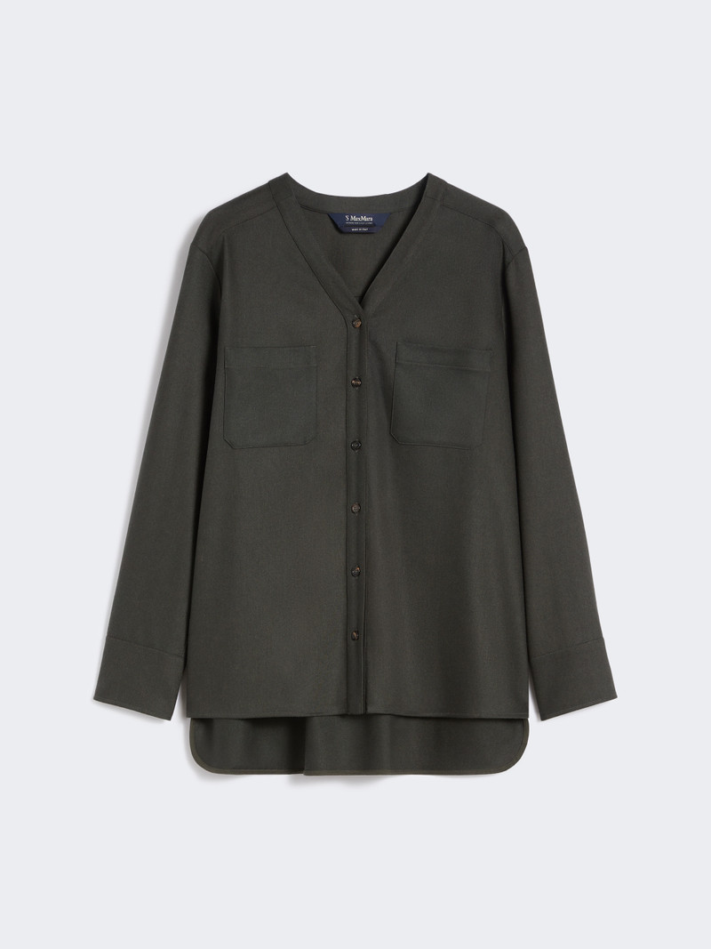 NINE Wool flannel V-neck shirt 1